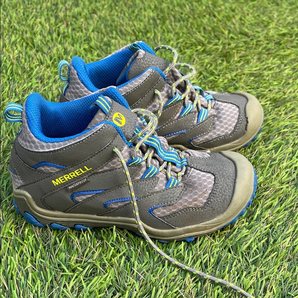 Merrell Kids' Gray and Blue Hiking Boots - Picture 2 of 10